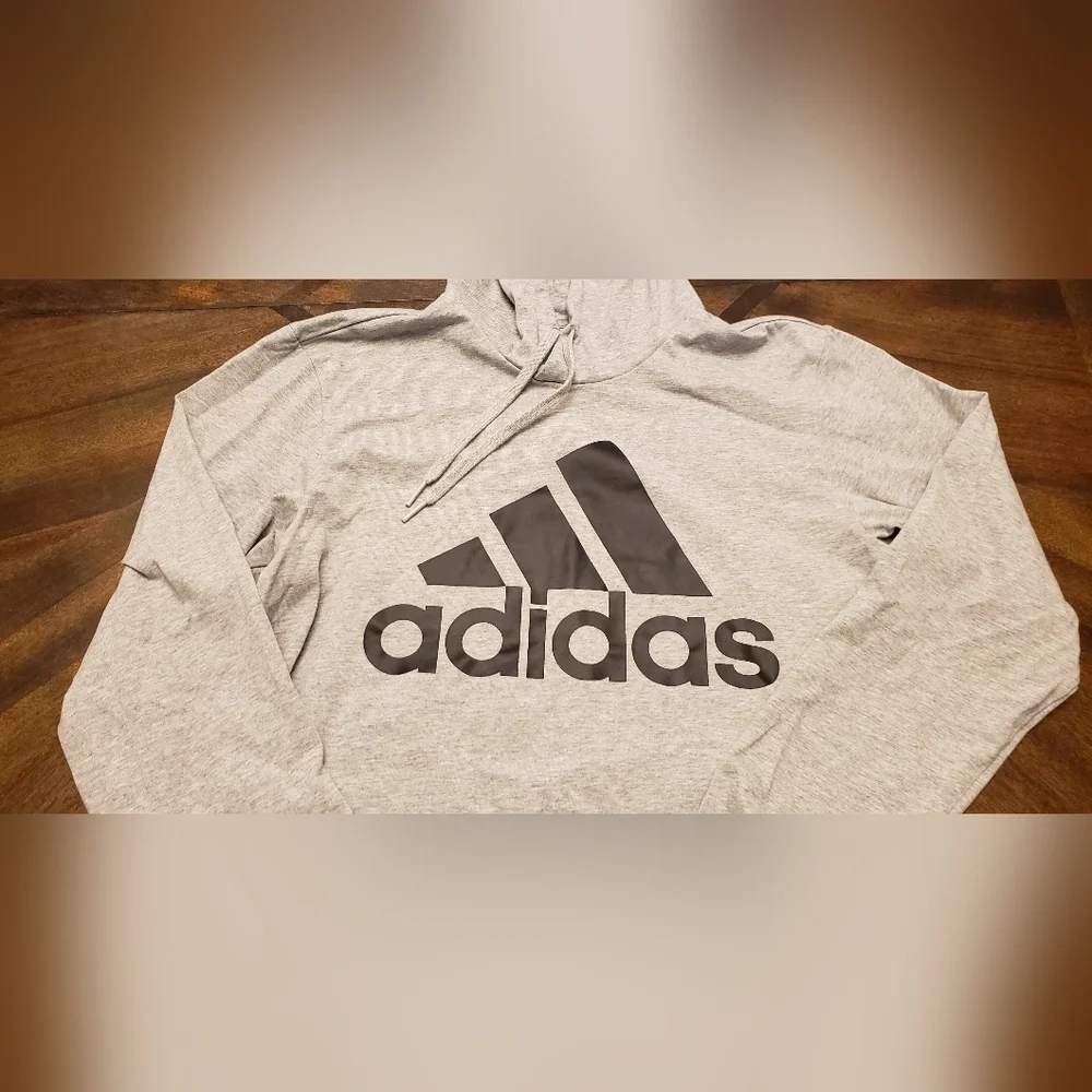 Adidas Gray Hoodie with Black Logo Mens Size Small